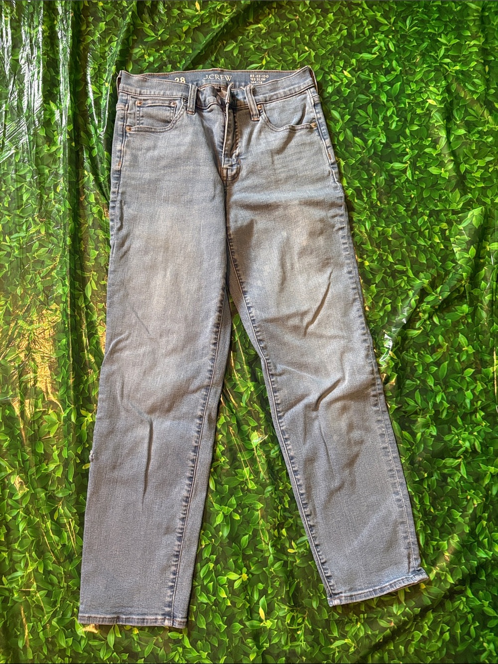 BTS J Crew Straight-Leg Jeans in Faded Light Blue